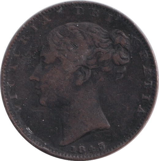 1843 FARTHING ( FINE ) - FARTHING - Cambridgeshire Coins