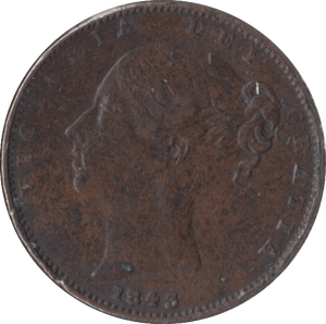 1843 FARTHING ( GVF ) - Farthing - Cambridgeshire Coins