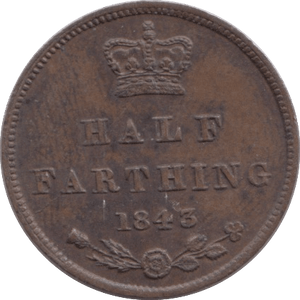 1843 HALF FARTHING ( EF ) - Half Farthing - Cambridgeshire Coins