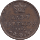 1843 HALF FARTHING ( EF ) - Half Farthing - Cambridgeshire Coins