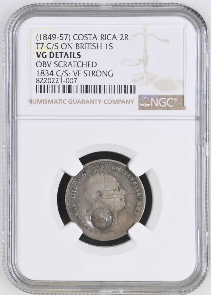 1847 - 57 ONE SHILLING COSTA RICA VF STRONG - NGC SILVER COINS - Cambridgeshire Coins