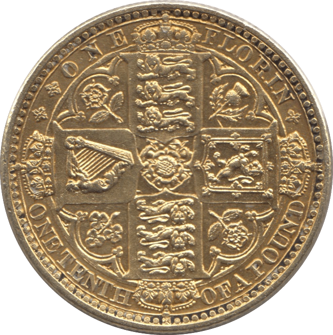 1849 FLORIN ( UNC ) GOLD GILTED - FLORIN - Cambridgeshire Coins