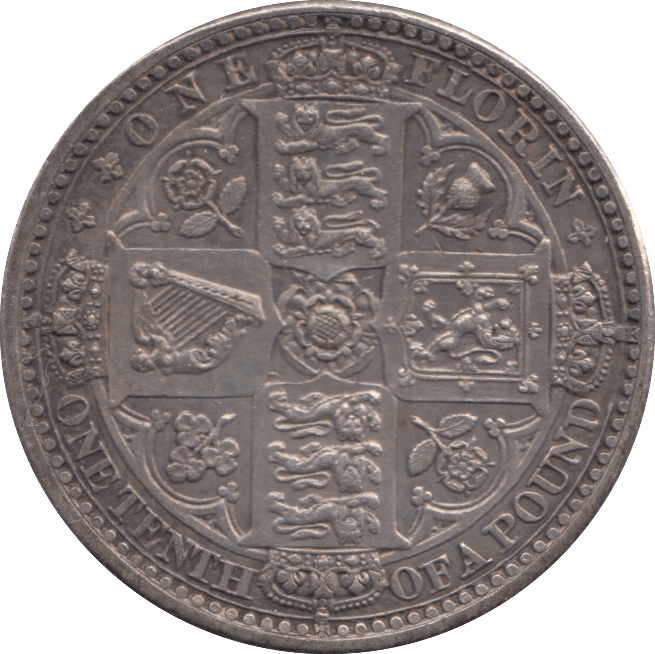 1849 GOTHIC FLORIN ( EF ) 8 - FLORIN - Cambridgeshire Coins