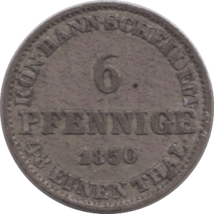 1850 SILVER 6 PFENNIG HANOVER - SILVER WORLD COINS - Cambridgeshire Coins