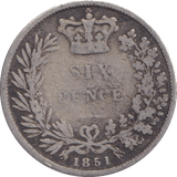 1851 SIXPENCE ( FINE ) - WORLD COINS - Cambridgeshire Coins