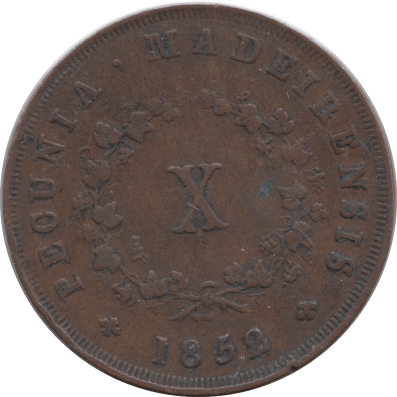 1852 10 REIS PORTUGAL - WORLD COINS - Cambridgeshire Coins