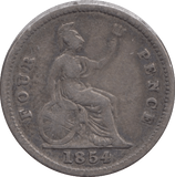 1854 FOURPENCE ( FINE ) - Fourpence - Cambridgeshire Coins