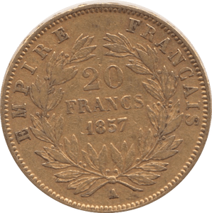 1857 GOLD 20 FRANCS FRANCE ( A ) - Gold World Coins - Cambridgeshire Coins