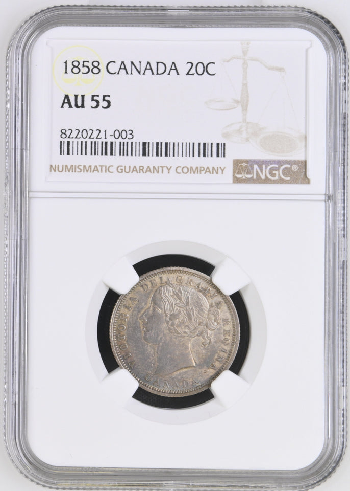 1858 20C CANADA AU 55 - NGC OTHER COINS - Cambridgeshire Coins