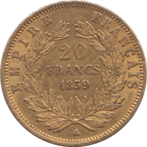 1859 GOLD 20 FRANCS FRANCE ( A ) - Gold World Coins - Cambridgeshire Coins