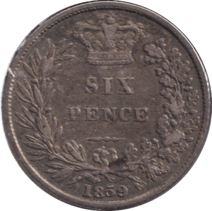 1859 SIXPENCE ( VF ) - SIXPENCE - Cambridgeshire Coins