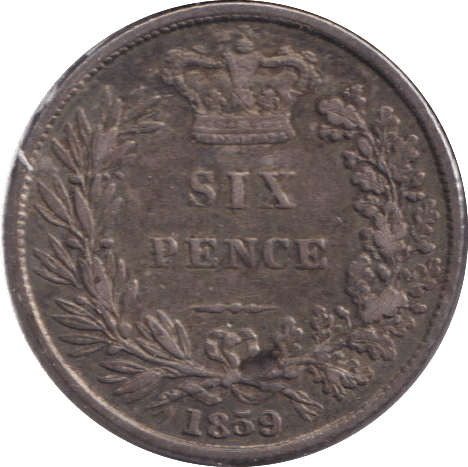 1859 SIXPENCE ( VF ) - SIXPENCE - Cambridgeshire Coins