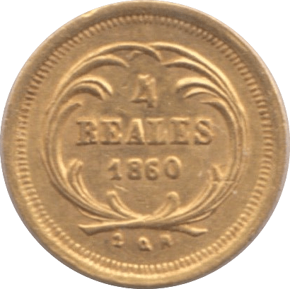 1860 GOLD 4 REALES GUATEMALA - Gold World Coins - Cambridgeshire Coins