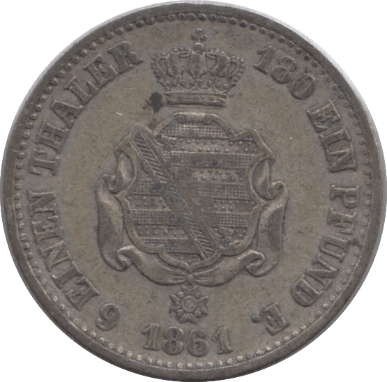 1861 SILVER 1/6 THALER KINGDOM OF SAXONY - SILVER WORLD COINS - Cambridgeshire Coins