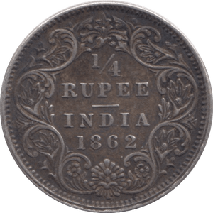 1862 SILVER INDIA 1/4 RUPEE - SILVER WORLD COINS - Cambridgeshire Coins