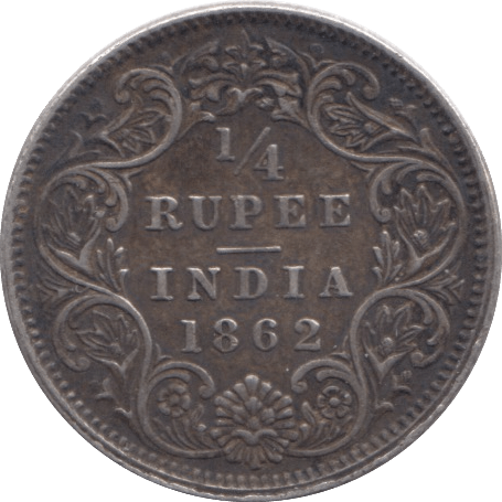 1862 SILVER INDIA 1/4 RUPEE - SILVER WORLD COINS - Cambridgeshire Coins