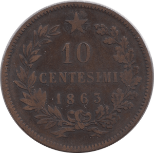 1863 10 CENTISIMI ITALY - WORLD COINS - Cambridgeshire Coins