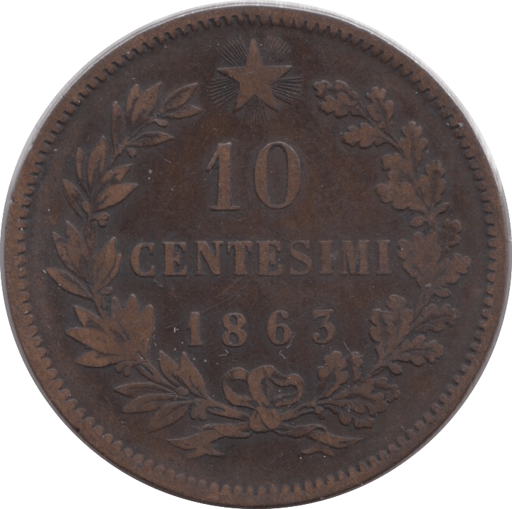 1863 10 CENTISIMI ITALY - WORLD COINS - Cambridgeshire Coins