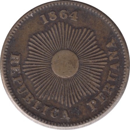 1864 PERU ONE CENTAVO - WORLD COINS - Cambridgeshire Coins