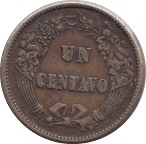 1864 PERU ONE CENTAVO - WORLD COINS - Cambridgeshire Coins