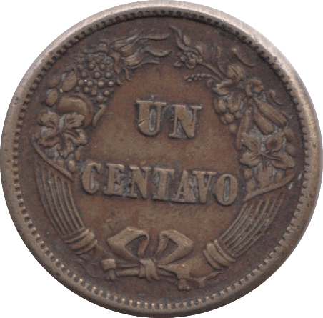 1864 PERU ONE CENTAVO - WORLD COINS - Cambridgeshire Coins