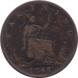 1865 FARTHING ( FINE ) - Farthing - Cambridgeshire Coins