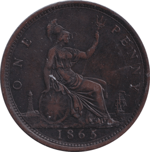 1865 ONE PENNY ( GVF ) - PENNY - Cambridgeshire Coins