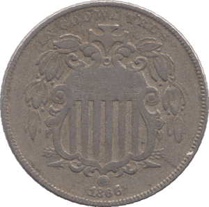 1866 FIVE CENT USA - WORLD COINS - Cambridgeshire Coins
