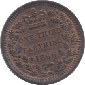 1866 ONE - THIRD FARTHING ( UNC ) - Half Farthing - Cambridgeshire Coins