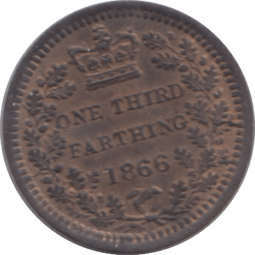 1866 ONE - THIRD FARTHING ( UNC ) - Half Farthing - Cambridgeshire Coins