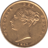 1867 GOLD HALF SOVEREIGN ( AUNC ) - HALF SOVEREIGN - Cambridgeshire Coins