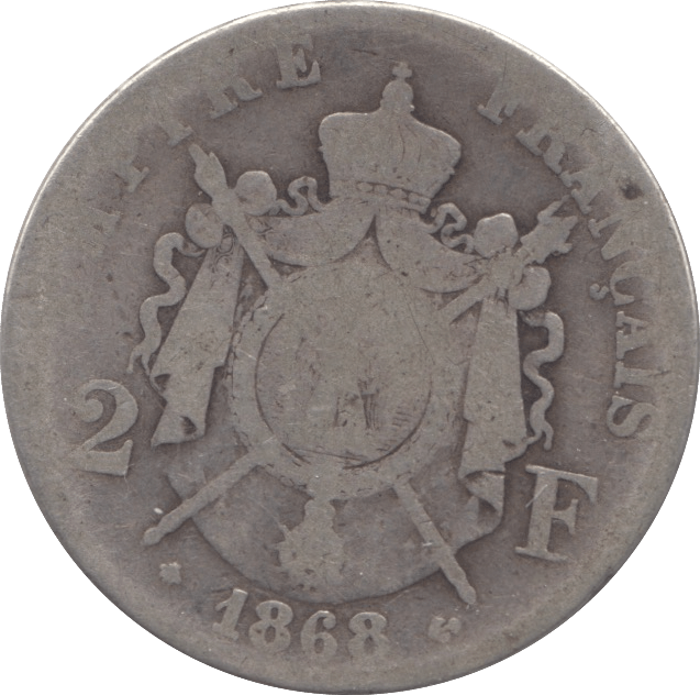1868 SILVER ONE FRANC FRANCE - SILVER WORLD COINS - Cambridgeshire Coins