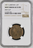 1871 HALFPENNY ( NGC ) MINT ERROR AU 55 BN - NGC CERTIFIED COINS - Cambridgeshire Coins