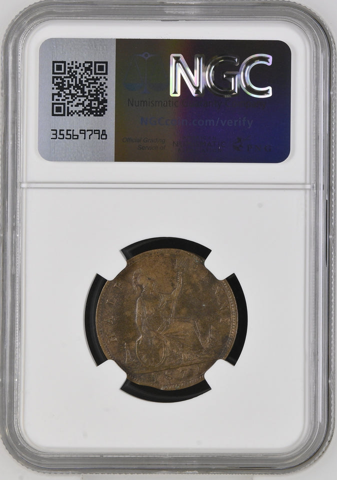 1871 HALFPENNY ( NGC ) MINT ERROR AU 55 BN - NGC CERTIFIED COINS - Cambridgeshire Coins