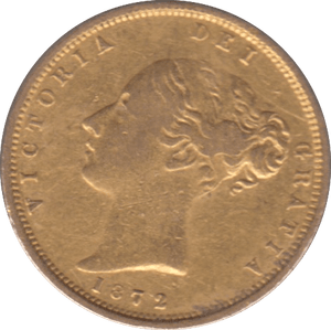 1872 GOLD HALF SOVEREIGN ( VF ) DIE 300 - HALF SOVEREIGN - Cambridgeshire Coins