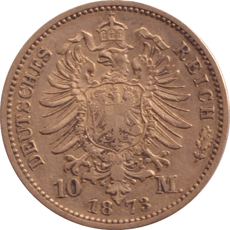 1873 GOLD GERMANY 10 MARKS - GOLD WORLD COINS - Cambridgeshire Coins