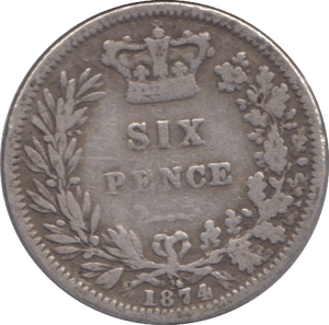 1874 SIXPENCE ( FINE ) DIE 24 - Sixpence - Cambridgeshire Coins