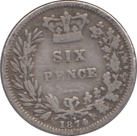 1874 SIXPENCE ( FINE ) DIE 24 - Sixpence - Cambridgeshire Coins