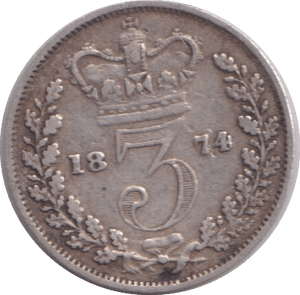 1874 THREEPENCE ( GF ) - THREEPENCE - Cambridgeshire Coins