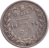 1874 THREEPENCE ( GF ) - THREEPENCE - Cambridgeshire Coins