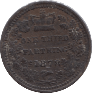 1878 ONE THIRD FARTHING ( GVF ) - One Third Farthing - Cambridgeshire Coins