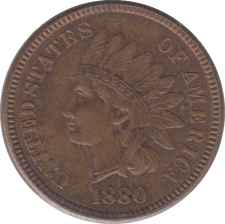 1880 ONE CENT USA - WORLD COINS - Cambridgeshire Coins