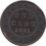 1881 ONE CENT CANADA - WORLD COINS - Cambridgeshire Coins