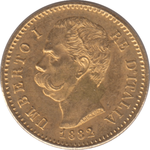 1882 GOLD 20 LIRA ITALY 4 - Gold World Coins - Cambridgeshire Coins