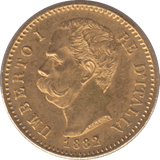 1882 GOLD 20 LIRA ITALY 4 - Gold World Coins - Cambridgeshire Coins