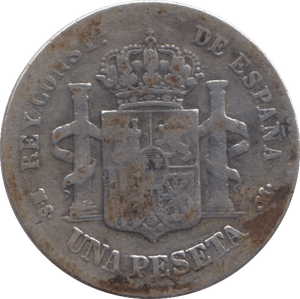 1883 SILVER SPAIN ONE PESETA - SILVER WORLD COINS - Cambridgeshire Coins