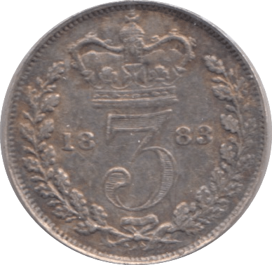 1883 THREE PENCE ( EF ) - THREEPENCE - Cambridgeshire Coins