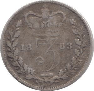 1883 THREE PENCE ( F ) * - THREEPENCE - Cambridgeshire Coins