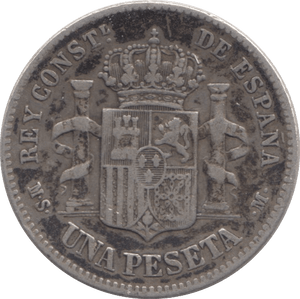 1885 SILVER SPAIN 1 PESETA - SILVER WORLD COINS - Cambridgeshire Coins