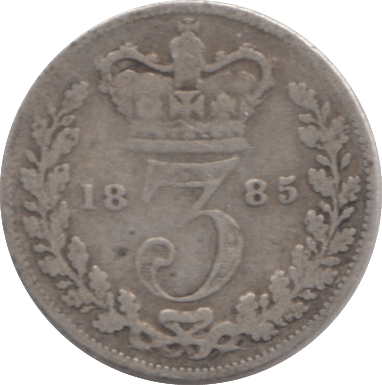 1885 THREE PENCE ( F ) - THREEPENCE - Cambridgeshire Coins